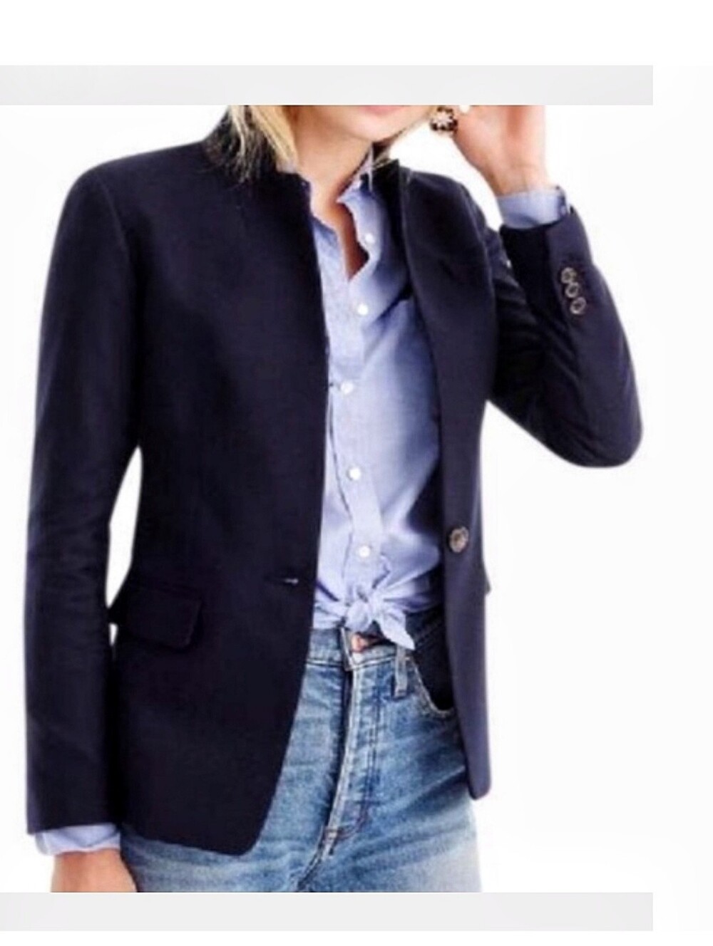 NEW J. Crew 120 Super 100% wool Regent single button navy blazer jacket F5642